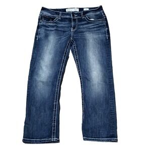 BIKE Denim Women's Culture Crop Jeans Blue Mid Rise Dark Wash Size‎ 30